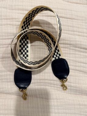 Clare V. Black and cream checkered crossbody strap